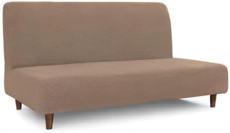 Easy-Going 100% Waterproof Futon Cover, Dual Waterproof Couch Cover for Futon, Stretch Jacquard Sofa Cover, Leakproof Furniture Protector for Kids, Pets, Dog and Cat (Medium, Camel)
