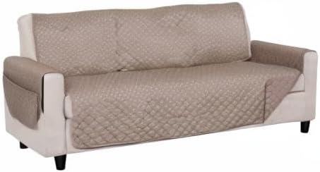 Furhaven Water-Resistant & Reversible Sofa/Couch Cover Protector for Dogs, Cats, & Children - Quilted Polka Paw Living Room Furniture Cover - Biscuit Brown, Sofa
