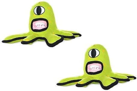 TUFFY® - World's Tuffest Soft Dog Toy - Alien - Multiple Layers. Made Durable, Strong & Tough. Interactive Play (Tug, Toss & Fetch). Machine Washable & Floats. (Green, Large 2 Pack)
