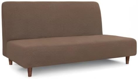 Easy-Going 100% Waterproof Futon Cover, Dual Waterproof Couch Cover for Futon, Stretch Jacquard Sofa Cover, Leakproof Furniture Protector for Kids, Pets, Dog and Cat (Medium, Brown)