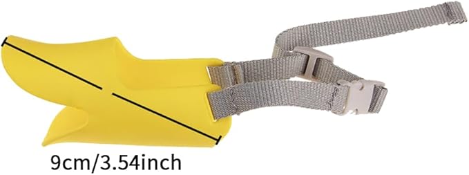 Dog Muzzle,Anti Bite Duck Mouth Shape Dog Mouth Covers,Soft Duck Silicone MouthCover with Adjustable Strap,Small Medium Dogs Muzzle Mask to Prevent Barking,Biting,Chewing(Yellow,S:9cm/3.54inch)