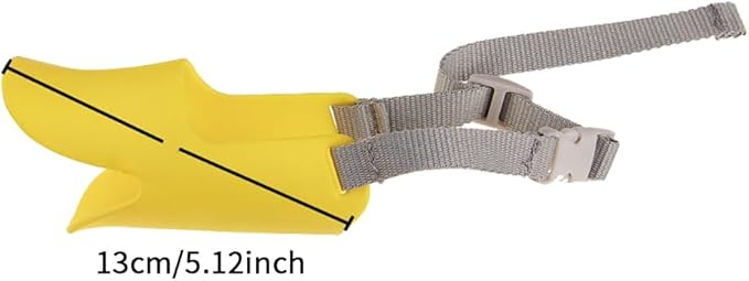 Dog Muzzle,Anti Bite Duck Mouth Shape DogMouth Covers,Soft Duck Silicone Mouth Cover with Adjustable Strap,Small Medium Dogs Muzzle Mask to Prevent Barking,Biting,Chewing(:Yellow,L:13cm/5.12inch)