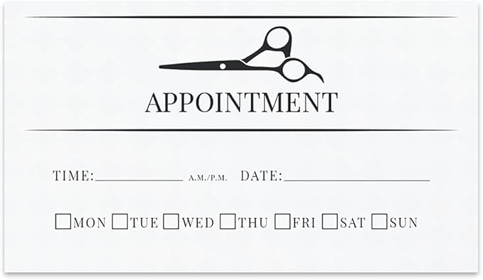 Andaz Press Barber Shop Appointment Business Cards for Client Reminder, Beauty Parlor, Beauty Salon, Hairstyling, Hairdressing, Haircut, Cosmetologists, Barbers, Bulk 100 Cards, 2 x 3.5-Inch