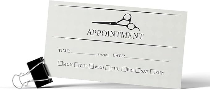 Andaz Press Barber Shop Appointment Business Cards for Client Reminder, Beauty Parlor, Beauty Salon, Hairstyling, Hairdressing, Haircut, Cosmetologists, Barbers, Bulk 100 Cards, 2 x 3.5-Inch