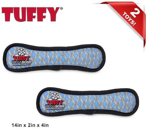 TUFFY - World's Tuffest Soft Dog Toy - MEGA - Squeakers - Multiple Layers. Made Durable, Strong & Tough. Interactive Play (Tug, Toss & Fetch). Machine Washable & Floats (Bone Chain Link, Large 2 Pack)