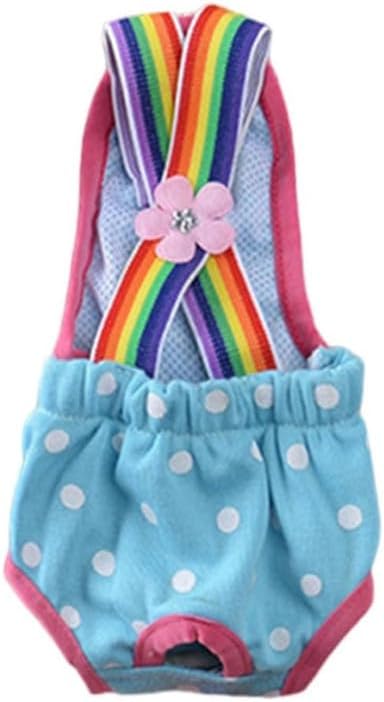 Dog Sanitary Diaper Polka Dot Striped Female Dog Sanitary Panties Cute Compatible with Outdoor Polka Dot (Blue, M)