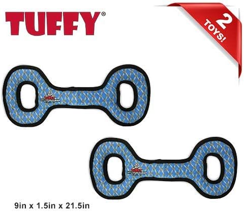 TUFFY - World's Tuffest Soft Dog Toy - MEGA -Multiple Layers. Made Durable, Strong & Tough. Interactive Play (Tug, Toss & Fetch). Machine Washable & Floats (Tug Oval Chain Link, Large 2 Pack)