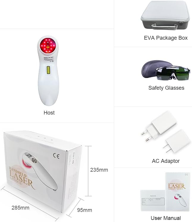 Portable Cold Laser Therapy Device, 808nm & 650nm, Multi-Speed Pulse Function, Pain Relief for Humans & Dogs