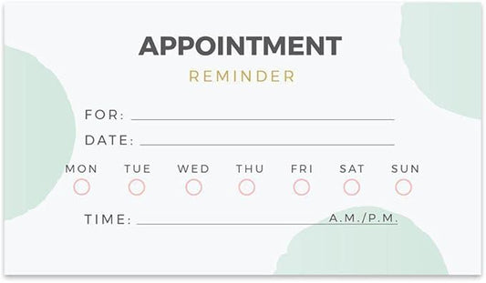 Andaz Press Half Circle Appointment Business Cards for Hair Salon, Client Reminder, Office, Massage, Grooming, Dental, Medical Doctor, Therapist, Hair Stylist, Nail Salon, Bulk 100 Cards, 2 x 3.5-Inch