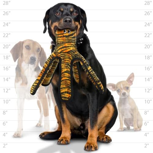TUFFY - World's Tuffest Soft Dog Toy - MEGA -Multiple Layers. Made Durable, Strong & Tough. Interactive Play (Tug, Toss & Fetch). Machine Washable & Floats (Octopus, Large)