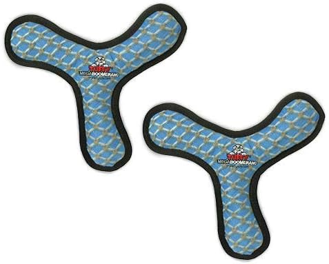 TUFFY - World's Tuffest Soft Dog Toy - MEGA -Multiple Layers. Made Durable, Strong & Tough. Interactive Play (Tug, Toss & Fetch). Machine Washable & Floats (Boomerang Chain Link, Large 2 Pack)