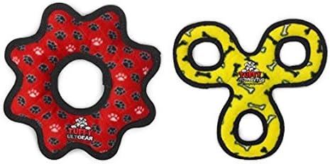 TUFFY - World's Tuffest Soft Dog Toy - Junior 3 Way Tug - Squeakers - Multiple Layers. Made Durable, Strong & Tough. Interactive Play (Tug,Toss & Fetch). Machine Washable & Floats (Combo 2 Pack)