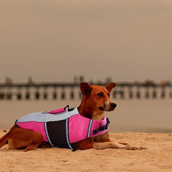 Queenmore Dog Life Jacket Swimming Vest Small Medium Dogs Neoprene Water Boating Life Preserver Lightweight Reflective Cat Puppy Kayaking Lifesaver for Yorkshire Terrier,Chihuahua,Teacup (Pink,XS)