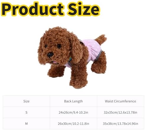 Female Dog Sanitary Panties with Adjustable Suspender, Washable Reusable Puppy Diaper Underwear for Girl Dogs, Teddy