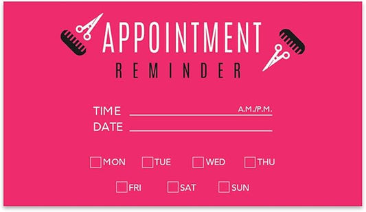 Andaz Press Fuchsia Hair Salon Appointment Business Cards for Hair Salon, Client Reminder, Beauty Parlor, Beauty Salon, Hairstyling, Hairdressing, Haircut, Cosmetologists Bulk 100 Cards, 2 x 3.5-Inch