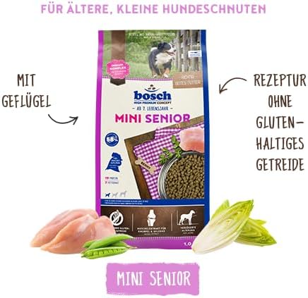 Bosch HPC Mini Senior | Hundetrockenfutter für ältere Hunde Kleiner Rassen (bis 15 kg) | Verschiedene Größen