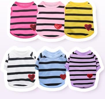 Dog Shirts for Small Dogs, Striped T-Shirts Dog Vest Pet Apparel Tee Shirts Spring Summer Suitable for Small and Medium Large Pets French Bulldog Bichon, Purple S