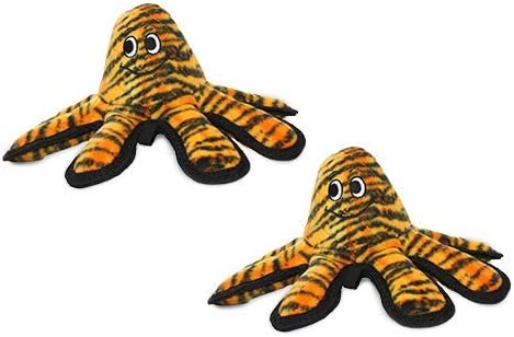 TUFFY - World's Tuffest Soft Dog Toy - MEGA -Multiple Layers. Made Durable, Strong & Tough. Interactive Play (Tug, Toss & Fetch). Machine Washable & Floats (Octopus, Small 2 Pack)