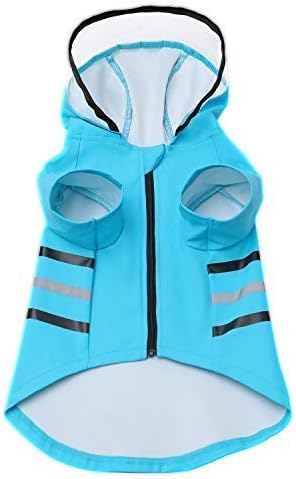 Wizland Reflective Dog Raincoat Dog Rain Jacket with Hood Lightweight Waterproof Rain Coat for Puppies (Blue M)