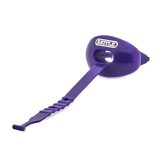 Battle Oxygen Lip Protector Mouth Guard with Connected Strap, Football and Sports Gear, Maximum Oxygen Supply, Mouthpiece Fits With or Without Braces - One Size, Purple