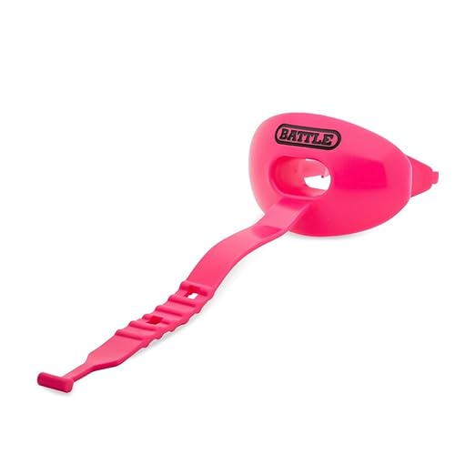 Battle Oxygen Lip Protector Mouth Guard with Connected Strap, Football and Sports Gear, Maximum Oxygen Supply, Mouthpiece Fits With or Without Braces - One Size, Pink