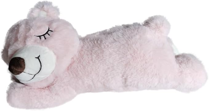 HonourHope Dog Heartbeat Toy for Anxiety Relief, Soft Plush Toy Calming Puppy Behavioral Training Aid Pet Companion Pillow for Puppy Dog Cat Kitty Pets - Bear Pink