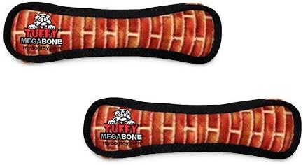 TUFFY - World's Tuffest Soft Dog Toy - MEGA - Squeakers - Multiple Layers. Made Durable, Strong & Tough. Interactive Play (Tug, Toss & Fetch). Machine Washable & Floats (Bone Brick, Large 2 Pack)