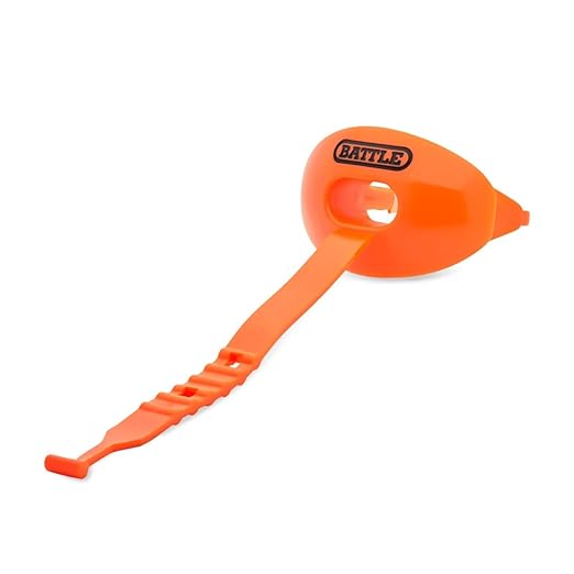 Battle Oxygen Lip Protector Mouth Guard with Connected Strap, Football and Sports Gear, Maximum Oxygen Supply, Mouthpiece Fits With or Without Braces - One Size, Orange