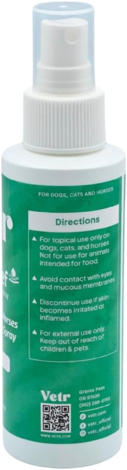 vetr Skin Relief Hydrocortisone Spray for Dogs - Topical Support for Itchy Skin and Hot Spots - 4 oz (120mL) - Vet-Formulated in USA