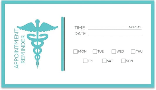 Andaz Press Healthcare Appointment Business Cards for Medical Office, Client Reminder, Healthcare Office, Clinic, Surgeon, Pediatrics, Therapy, Doctors Office, Patient, Bulk 100 Cards, 2 x 3.5-Inch