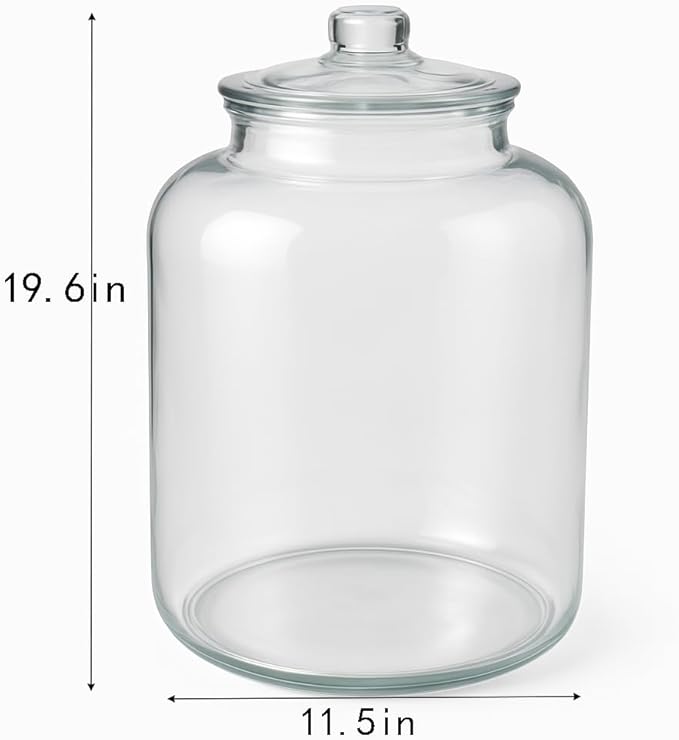 Large Glass Jars with Lids, 5.5 Gallon Glass Canisters - Super Wide Mouth Glass Jar Heavy Duty Glass Storage Jars with Lid for Storing Flour, Rice (5.5 Gallon)