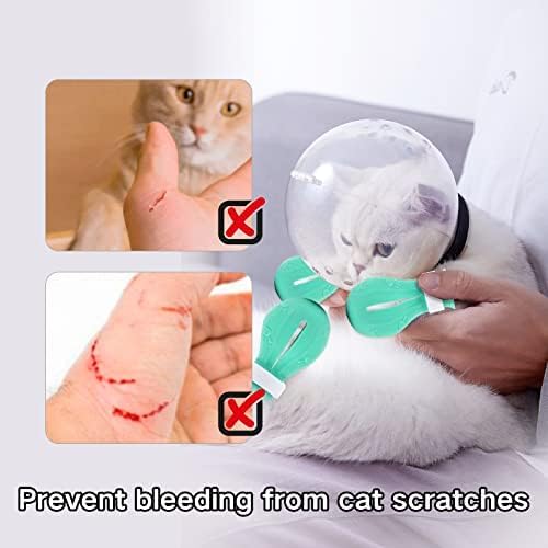 Cat Muzzle and Boots, Adjustable Headgear for Grooming, Breathable Hood Face Mask for Bathing Head Bubble Cover, Anti Bite Cat Holder Helmet