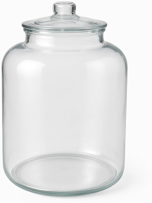 4 Gallon Glass Jar with Lid Large Cookie Jar with Big Opening Airtight Food Storage Canister Canning Jars for Flour Sugar Dog Treats Pasta Candy Glass Containers with Lids for Kitchen Pantry