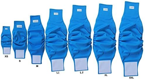 Teamoy Reusable Wrap Diapers for Male Dogs, Washable Puppy Belly Band Pack of 3 (L2, 20"-24" Waist, Orange+ Denim+ Fat Smile)