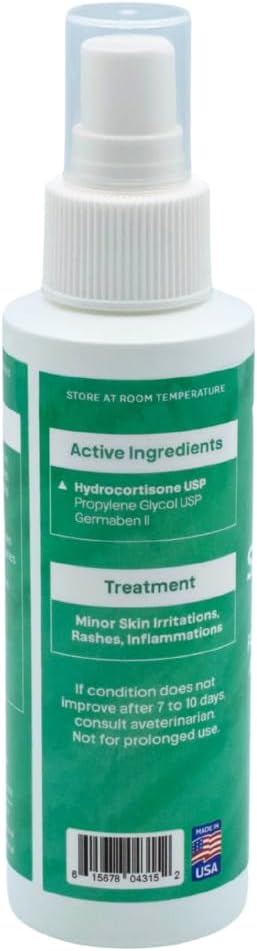 vetr Skin Relief Hydrocortisone Spray for Dogs - Topical Support for Itchy Skin and Hot Spots - 4 oz (120mL) - Vet-Formulated in USA