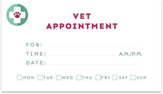 Andaz Press Veterinarian Appointment Business Cards for Vet, Client Reminder, Office, Pet Hospital, Animal Care Center, Animal Health Center, Pet Clinic, Bulk 100 Cards, 2 x 3.5-Inch