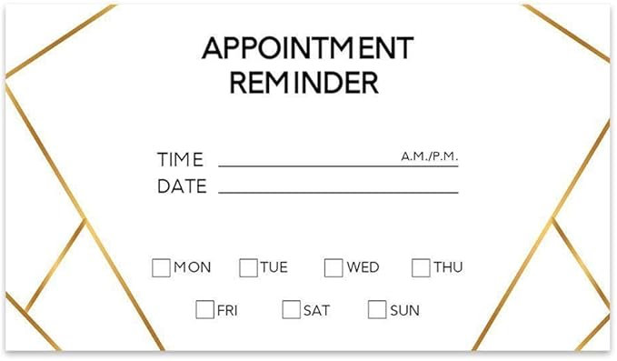 Andaz Press Geometric Appointment Business Cards for Hair Salon, Client Reminder, Office, Massage, Grooming, Dental, Medical Doctor, Therapist, Hair Stylist, Nail Salon, Bulk 100 Cards, 2 x 3.5-Inch