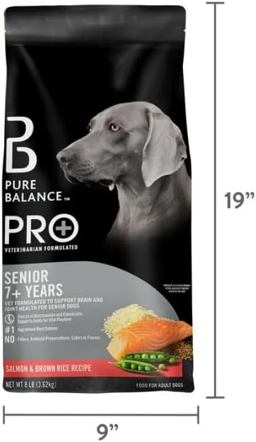 (1 Pack) – Pure–Balance Pro+ Senior Salmon & Brown Rice Recipe Dry Dog Food – 8 Lbs – Nutrient-Rich, Vet-Formulated Kibble for Brain, Joint & Heart Health in Senior Dogs.
