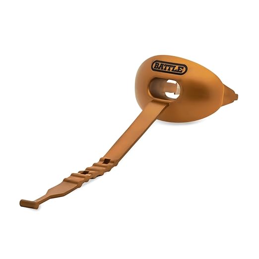 Battle Oxygen Lip Protector Mouth Guard with Connected Strap, Football and Sports Gear, Maximum Oxygen Supply, Mouthpiece Fits With or Without Braces - One Size, Vegas Gold