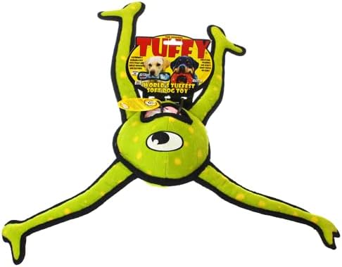 TUFFY - World's Tuffest Soft Dog Toy - Alien Green Legs - Multiple Layers. Made Durable, Strong & Tough. Interactive Play (Tug, Toss & Fetch). Machine Washable & Floats