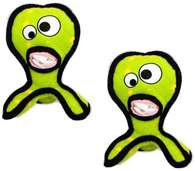 TUFFY® - World's Tuffest Soft Dog Toy - Alien - Multiple Layers. Made Durable, Strong & Tough. Interactive Play (Tug, Toss & Fetch). Machine Washable & Floats. (G3 Green, Large 2 Pack)