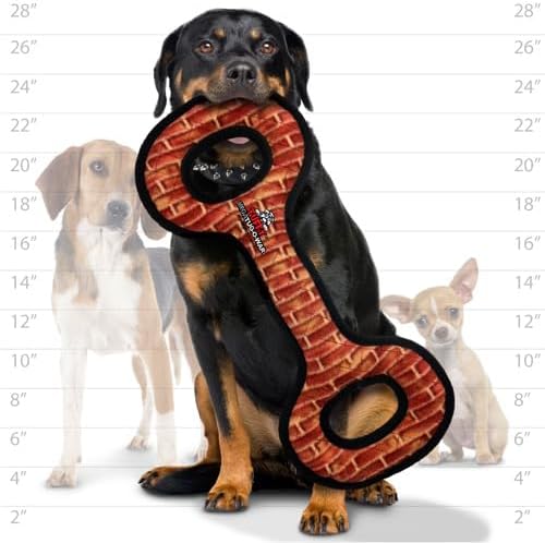 TUFFY - World's Tuffest Soft Dog Toy - MEGA - Tug Oval - Brick -Multiple Layers. Made Durable, Strong & Tough. Interactive Play (Tug, Toss & Fetch). Machine Washable & Floats
