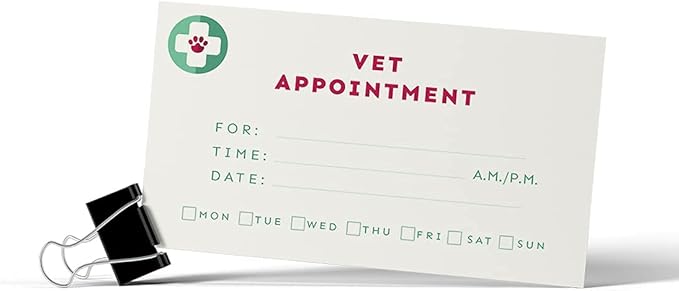 Andaz Press Veterinarian Appointment Business Cards for Vet, Client Reminder, Office, Pet Hospital, Animal Care Center, Animal Health Center, Pet Clinic, Bulk 100 Cards, 2 x 3.5-Inch