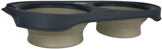 Buc-ee's Pet Essentials Collapsible Pet Bowl - Double Food & Water Bowl (Medium), Grey