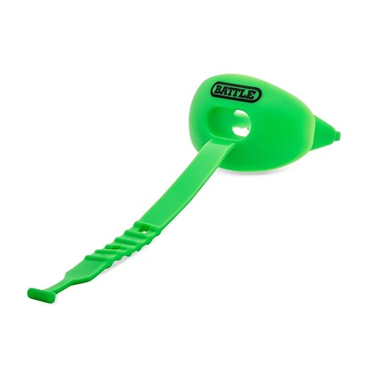 Battle Oxygen Lip Protector Mouth Guard with Connected Strap, Football and Sports Gear, Maximum Oxygen Supply, Mouthpiece Fits With or Without Braces - One Size, Neon Green