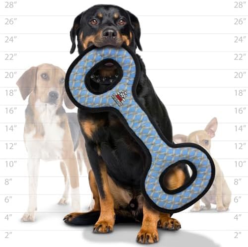 TUFFY - World's Tuffest Soft Dog Toy - MEGA -Tug Oval -Chain Link -Multiple Layers. Made Durable, Strong & Tough. Interactive Play (Tug, Toss & Fetch). Machine Washable & Floats