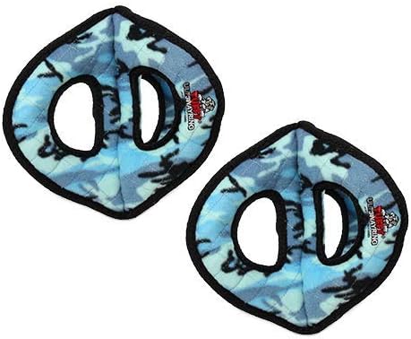 TUFFY- World's Tuffest Soft Dog Toy-Ultimate 3Way Ring -Squeakers -Multiple Layers. Made Durable, Strong & Tough. Interactive Play (Tug, Toss & Fetch). Machine Washable & Floats. (Camo Blue 2 Pack)