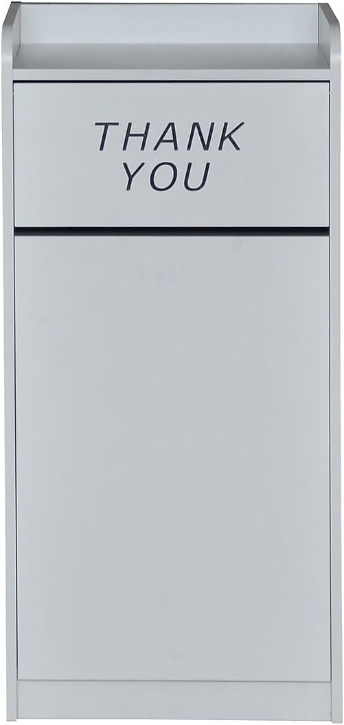 Flash Furniture Sony Laminate Wood Tray-Top Commercial Grade Trash Receptacle in Gray