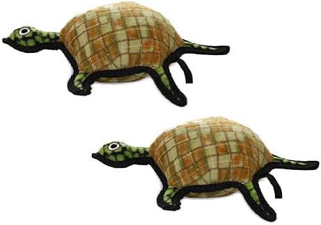 TUFFY - World's Tuffest Soft Dog Toy - Ocean- Squeakers - Multiple Layers. Made Durable, Strong & Tough. Interactive Play (Tug, Toss & Fetch). Machine Washable & Floats. (Turtle, Large 2 Pack)