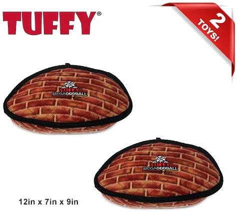 TUFFY - World's Tuffest Soft Dog Toy - MEGA -Multiple Layers. Made Durable, Strong & Tough. Interactive Play (Tug, Toss & Fetch). Machine Washable & Floats (Odd Ball Brick, Large 2 Pack)